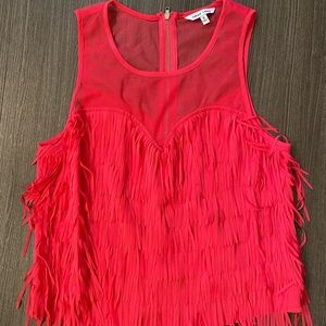 Naked Zebra Hot Pink Fringe Tank Top Small